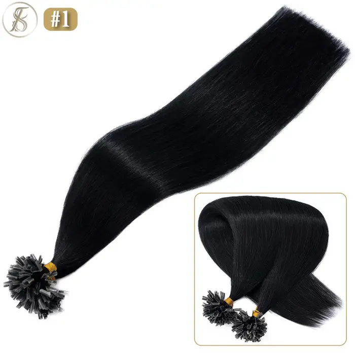 TESS-U Tip Extensions de Cheveux Humains, Microlink KerktCapsule, Pré-collé, Brun, Blond, Naturel, K