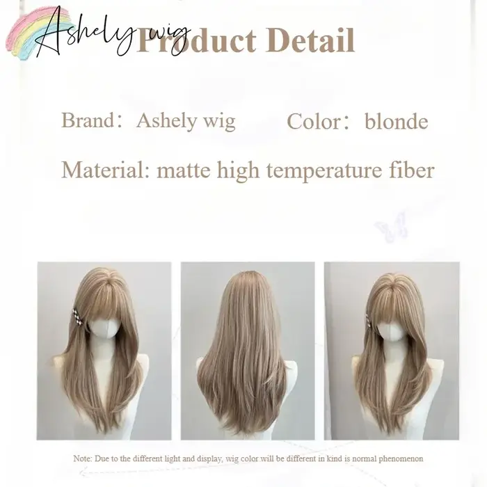 Perruque synthétique blonde avec frange pour femme, cheveux raides moyens, fibres de degré de chaleu