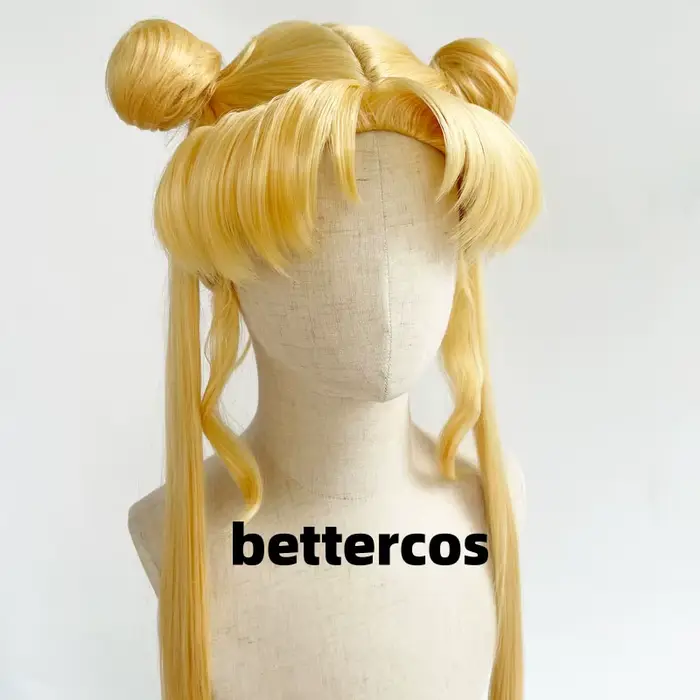 Serena Tsukino Usagi Cosplay perruque Annie 130 cm blond argent Double longue queue de cheval résistant à la chaleur