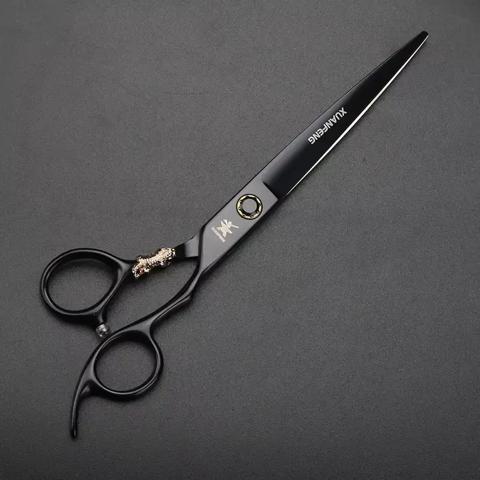 Ciseaux de coiffure XUANTENG de 7 pouces, noirs, avec système à roulement, ciseaux de barbier