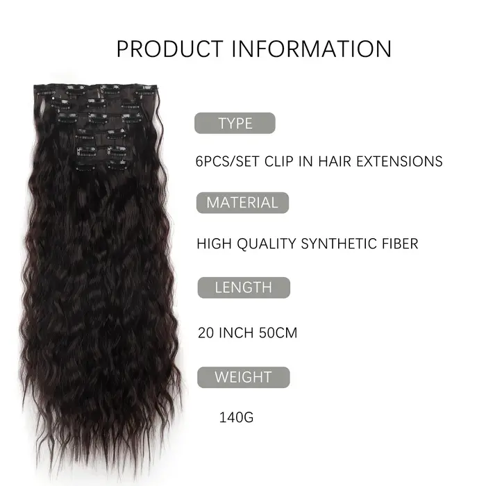 Extensions de cheveux synthétiques à clipser pour femmes et filles