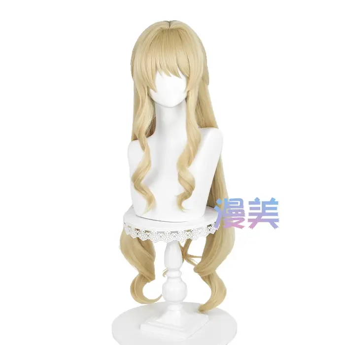 Fontaine Navia Cosplay perruque 95 cm lin or vague cheveux résistant à la chaleur synthétique cuir chevelu perruques