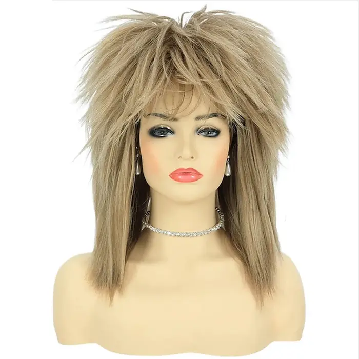 HAIRJOY cheveux synthétiques 80s Tina Diva Costume perruque pour femmes grand blond Rocker taureau p