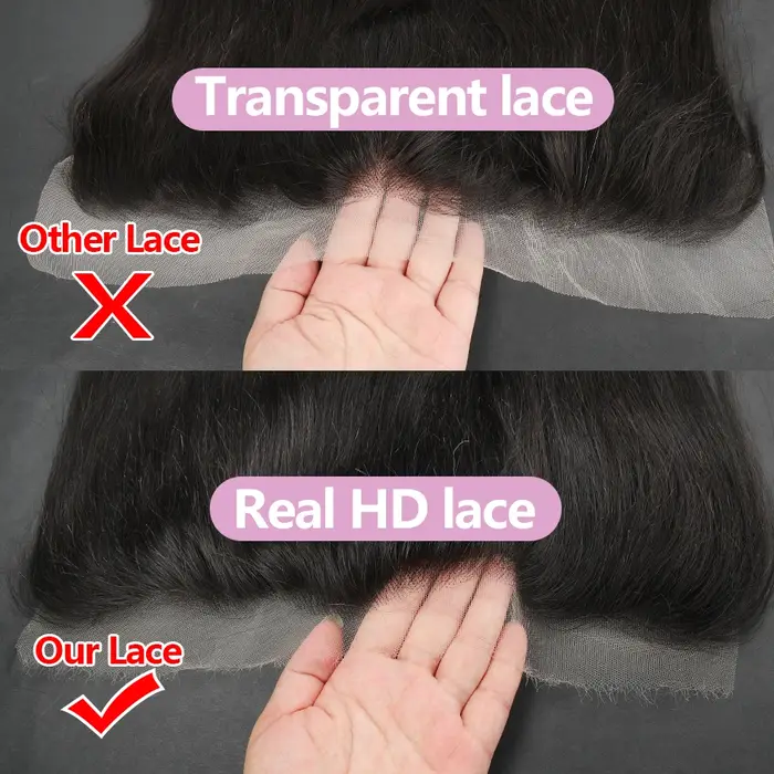 Bundles de cheveux raides en os de 32 pouces avec HD Lace Frontal Melt Skins Extension de cheveux hu