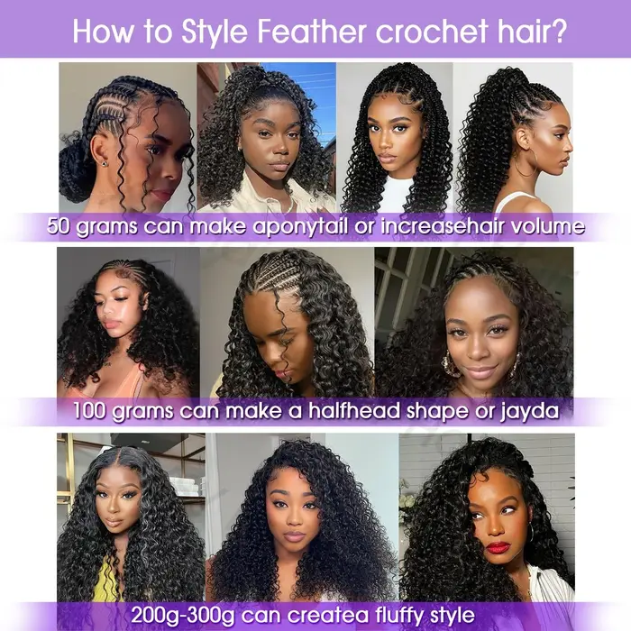 Extensions de cheveux au crochet sans nœuds, pré-séparées, ondulées profondes, 100 % cheveux humains