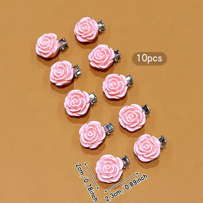 10 pinces à cheveux florales douces roses