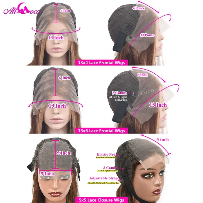 Ali Coco-Perruque Lace Front Wig Remy Naturelle, Cheveux Lisses, Blond, 13x4, 13x6, Transparente, po