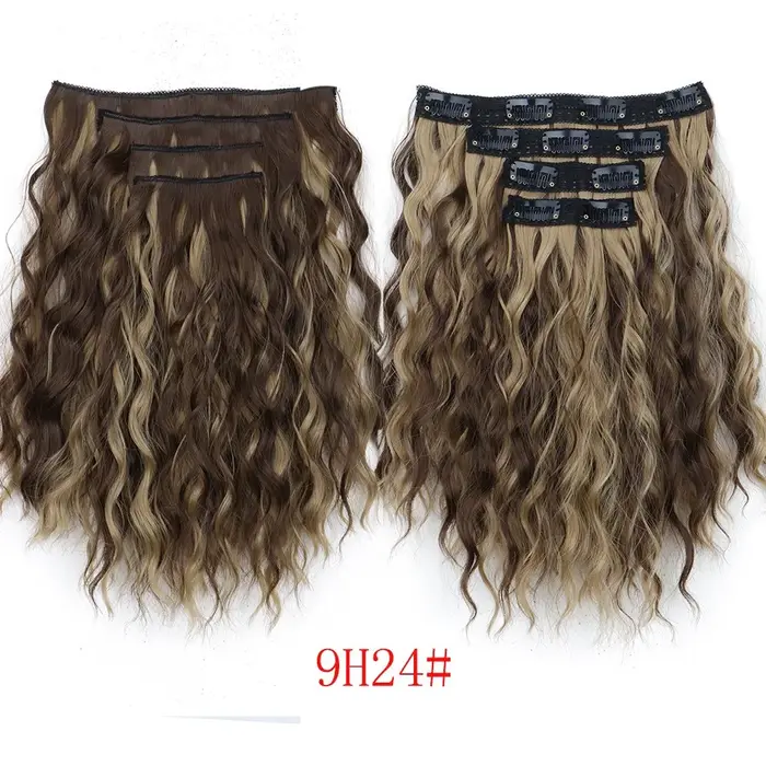 Ensemble d'extensions de cheveux synthétiques à clipser pour femmes et filles, postiches bouclées on