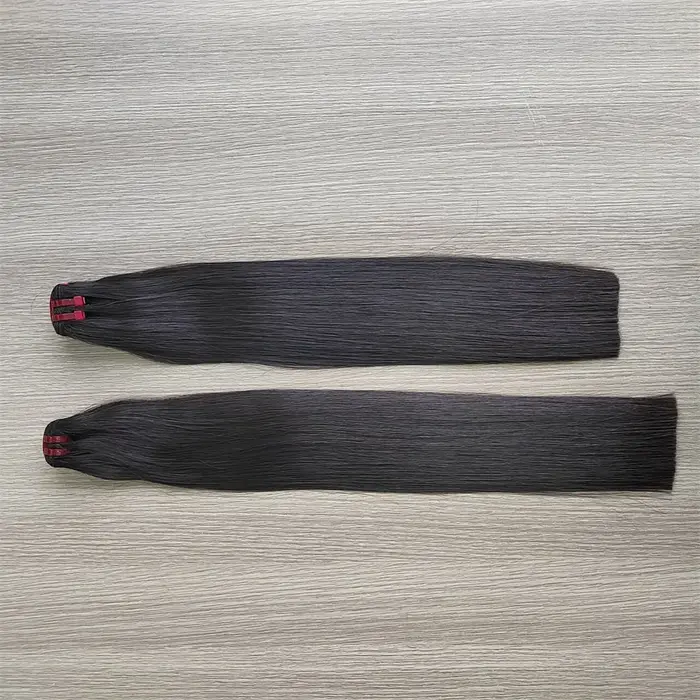20A vietnamien Super Double os dessiné paquets de cheveux raides avec 2x6 fermeture couleur naturell