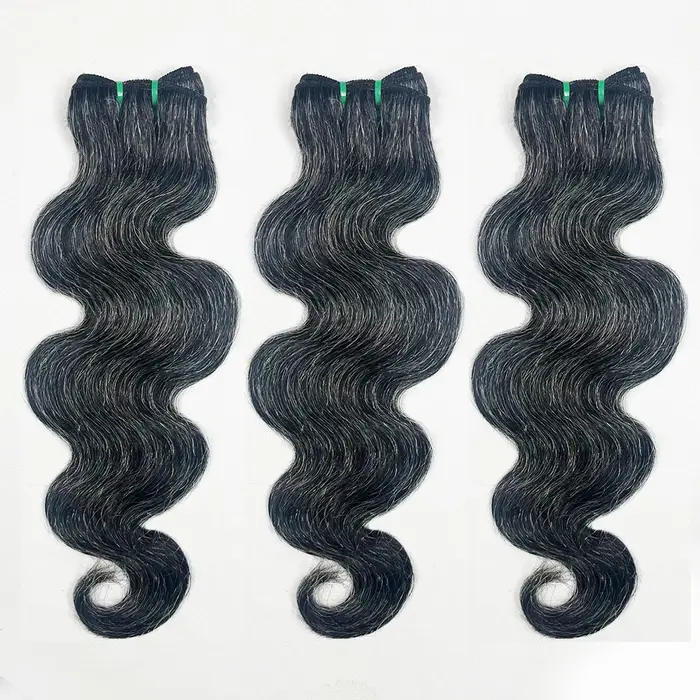 Extensions de cheveux humains Salt and Pepper P1B/Gris, Ondulés, Couleur Gris-Blanc Naturel