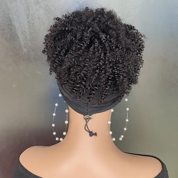Perruque bandeau faite à la Machine de cheveux humains Remy avec des perruques Afro bouclées