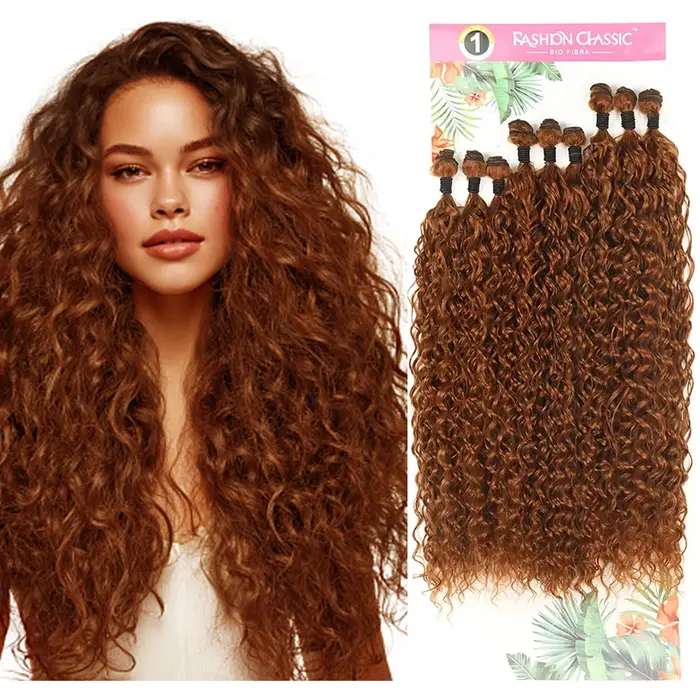 Extensions de cheveux synthétiques bouclés pour femmes, 9 pièces/ensemble, fibres capillaires longue