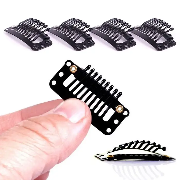 10 pcs/lot 9 dents 32mm pinces à perruque pour extensions de cheveux fournitures coudre dans