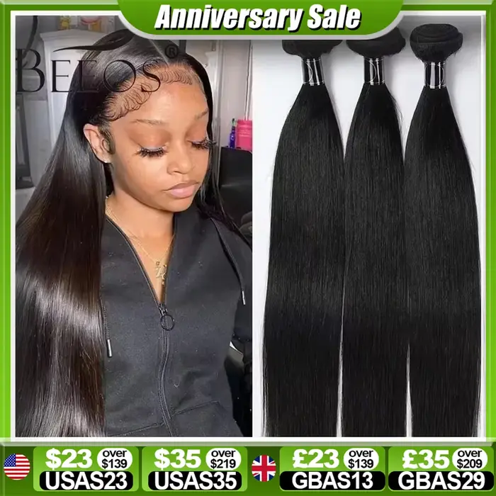 BEEOS-Bundles de cheveux raides Sophia, Extension de cheveux à double trame, Bundles naturels de che