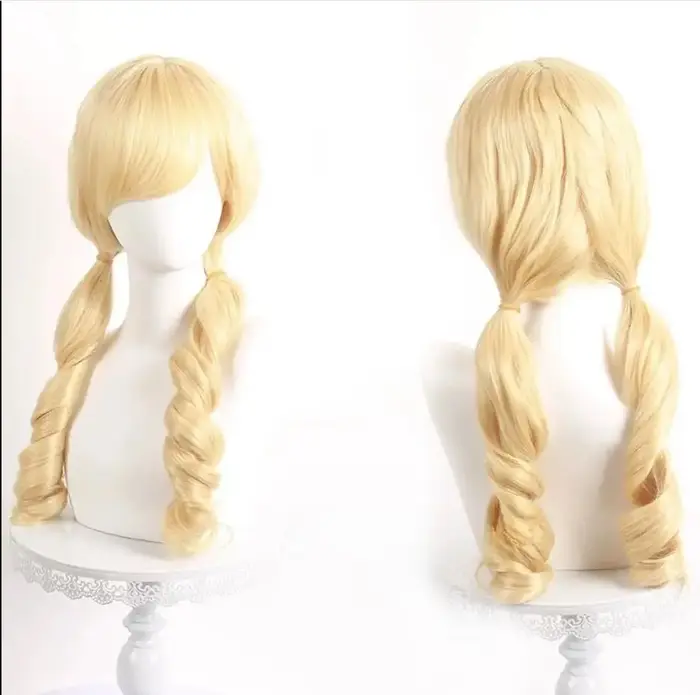 Tomoe Mami Cosplay perruques Puella Magi Madoka Magica combats perruque résistant à la chaleur soie Rose maille