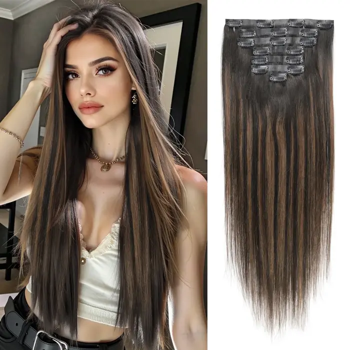 7 pièces pince sans couture dans les Extensions de cheveux