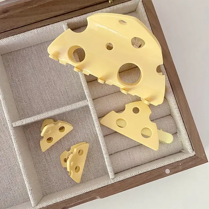 Pinces à cheveux en forme de fromage en acrylique