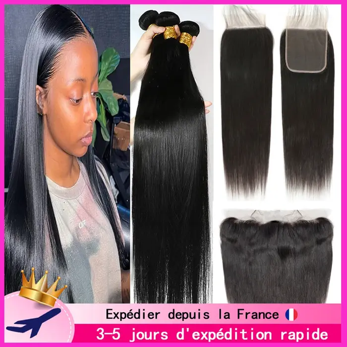 Tissage Cheveux Humain Lot En Promo Extensions Cheveux Naturels Humains Femme 13x4 Dentelle Frontale