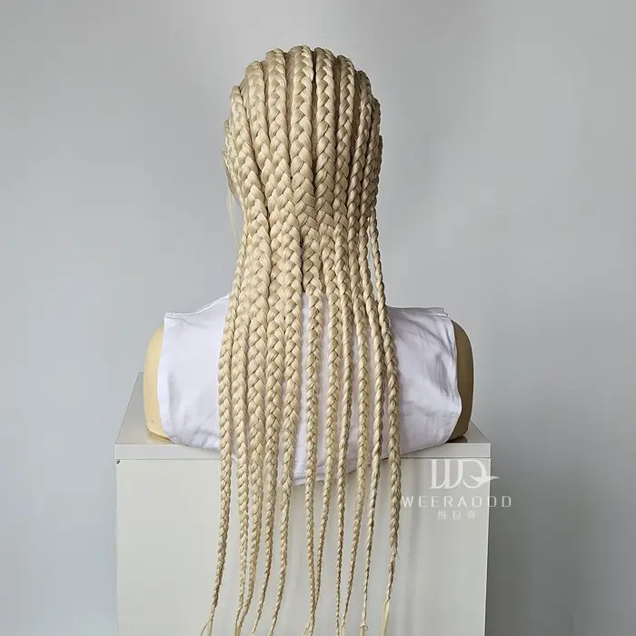 Perruque Lace Frontal Wig tressée Blonde 613, perruque Cornrow 26 pouces, perruques synthétiques san