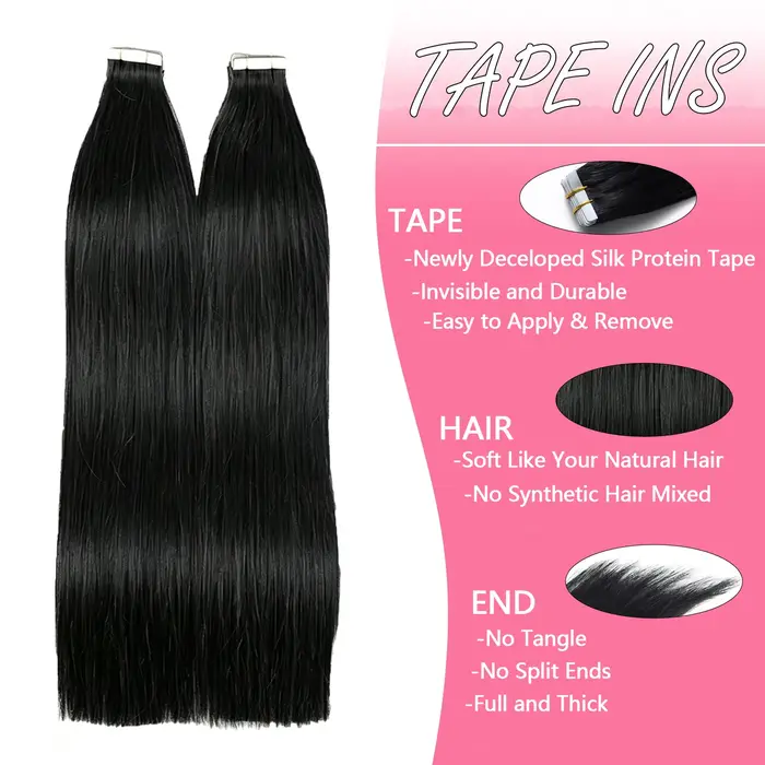 Extensions de cheveux humains à bandes adhésives