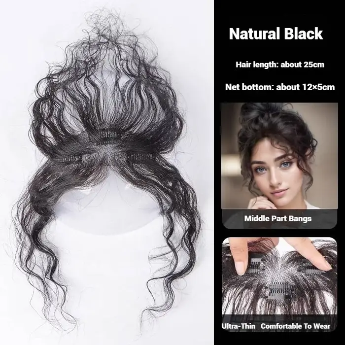 100% cheveux humains bouclés frange Clips en dentelle respirante Toppers pour les femmes Curl bébé c