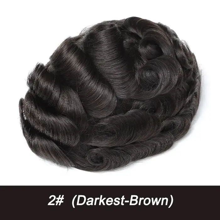 Prothèse capillaire masculine durable en mono et NPU, bouclée permanente, respirante, en cheveux hum