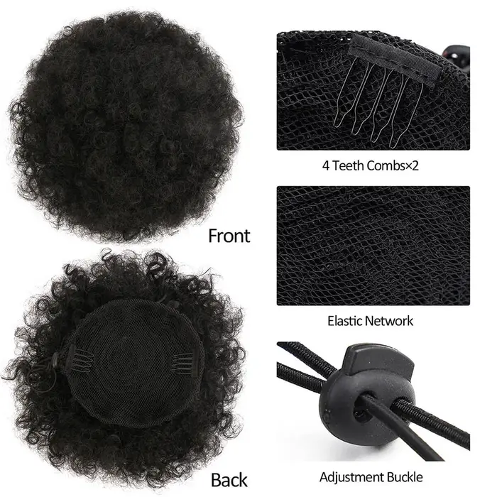 1PC femmes 10 pouces Afro crépus bouclés synthétique queue de cheval Extension avec cordon Style de base