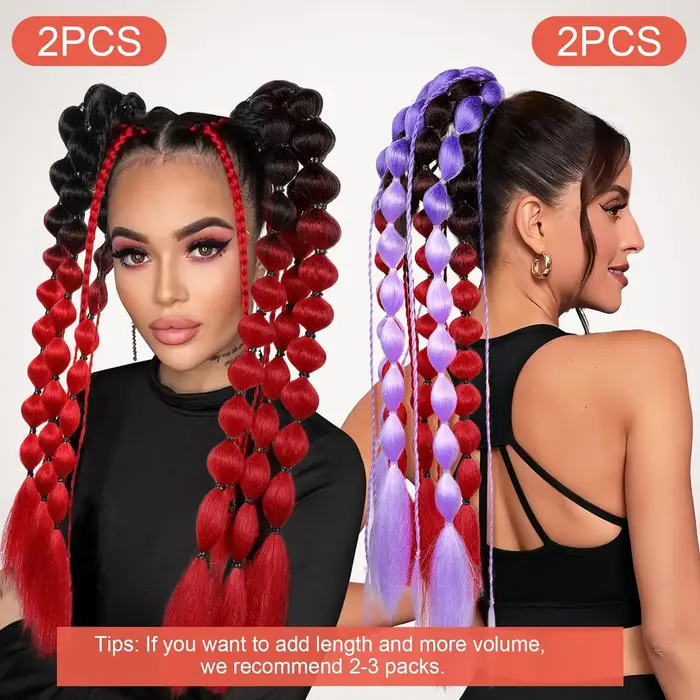 Extensions synthétiques de cheveux colorés 24 "