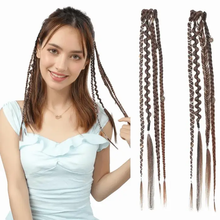 Extensions de cheveux synthétiques tressées à clipser Bohemia