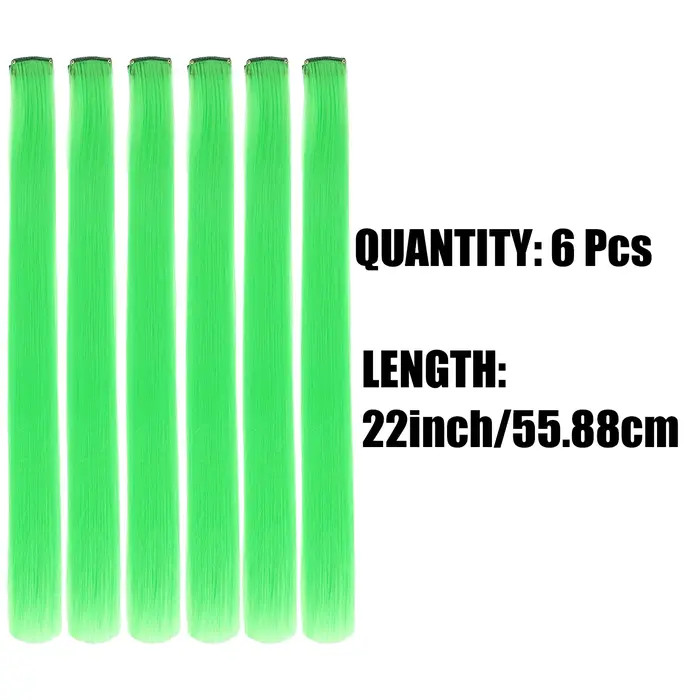 Extensions de cheveux synthétiques vert herbe à clips