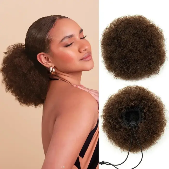Afro Puff cheveux humains cordon queue de cheval pour les femmes 8 pouces bouclés 100% brésilien vie