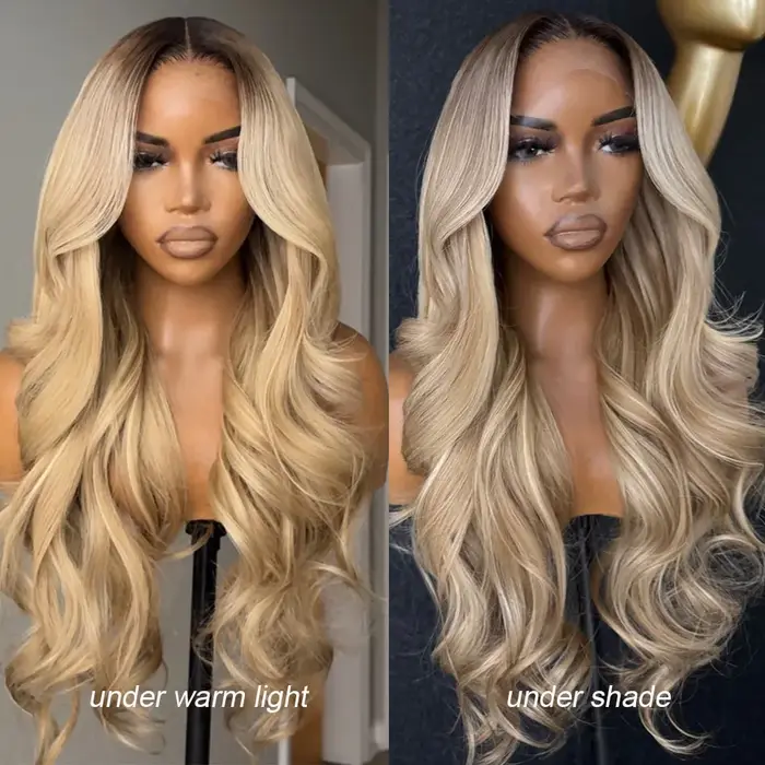 Salon de qualité professionnel tonisé couleur mettre en évidence blond cendré 13x6 HD dentelle avant cheveux humains