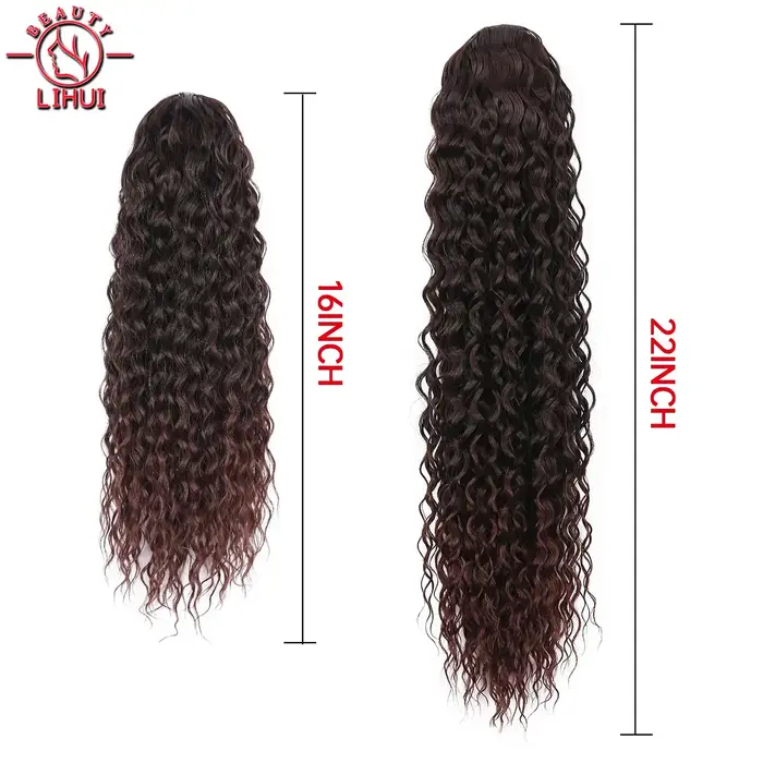 Extensions queue de cheval bouclée synthétique à Clip avec cordon de serrage