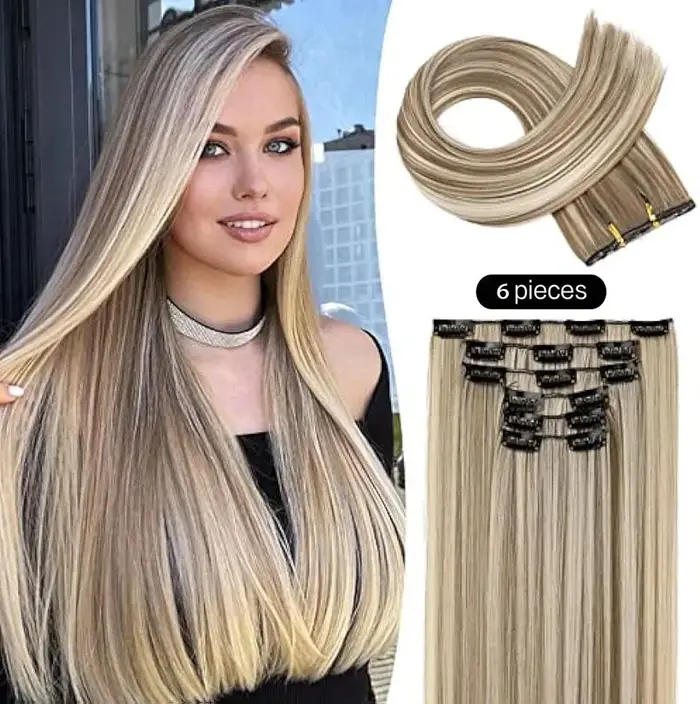 Extensions capillaires synthétiques légères à clips