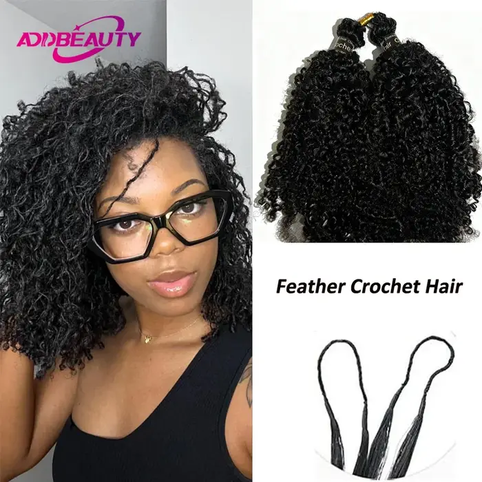 Extensions de cheveux humains bouclés crépus à crocheter, tresses sans nœuds pré-séparées, couleur n