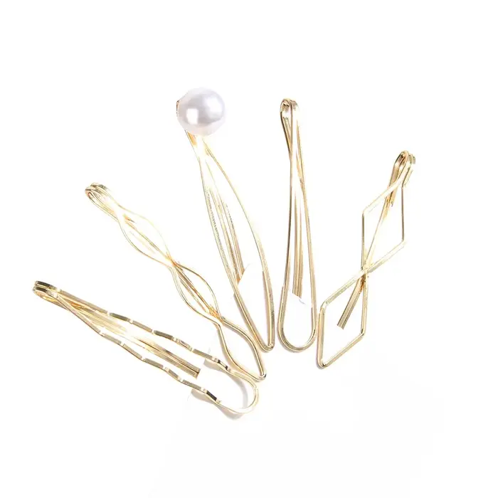 Lot de 5 pinces à cheveux dorées
