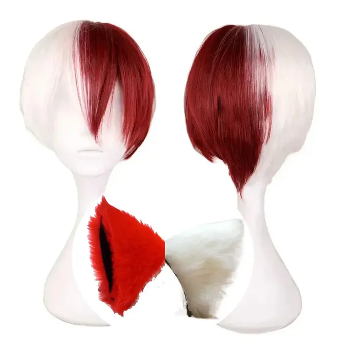 Perruque de cosplay de haute qualité Boku no Shoto Todoroki Shouto