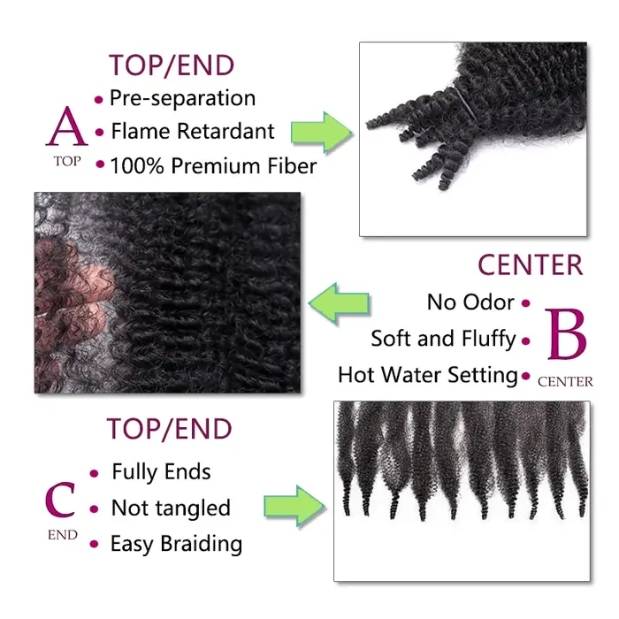 Afro printemps torsion Crochet cheveux pré-séparés Marley tresses Extensions