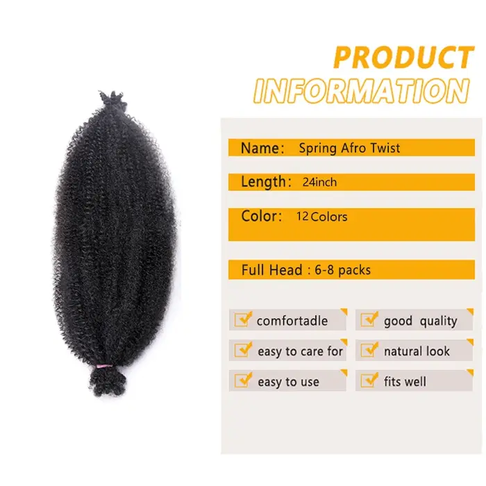 Afro printemps torsion Crochet cheveux pré-séparés Marley tresses Extensions