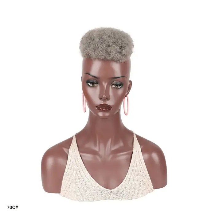 Jeedou Hair Topper Toupet court bouclé Afro à clipser - Perruque unisexe pour calvitie et cheveux am