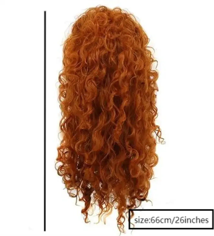 Perruque synthétique longue bouclée rouge marron