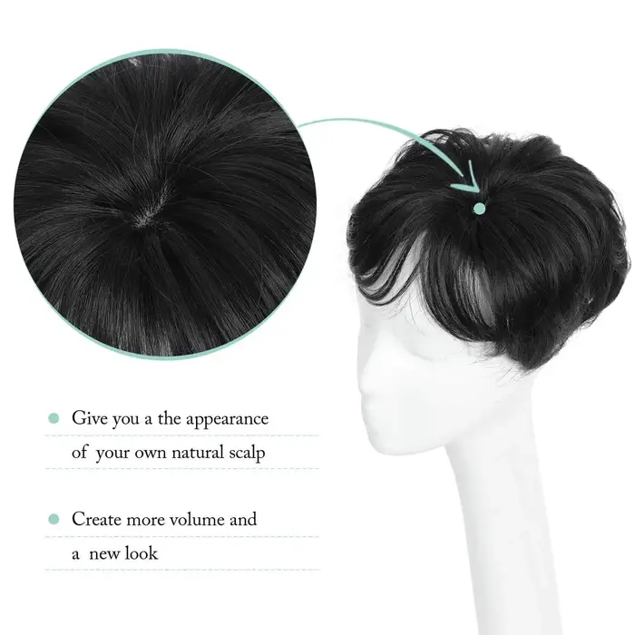 OLACARE court coupe lutin cheveux Toppers pince synthétique dans la tête Topper Extension moelleux naturel faux postiche