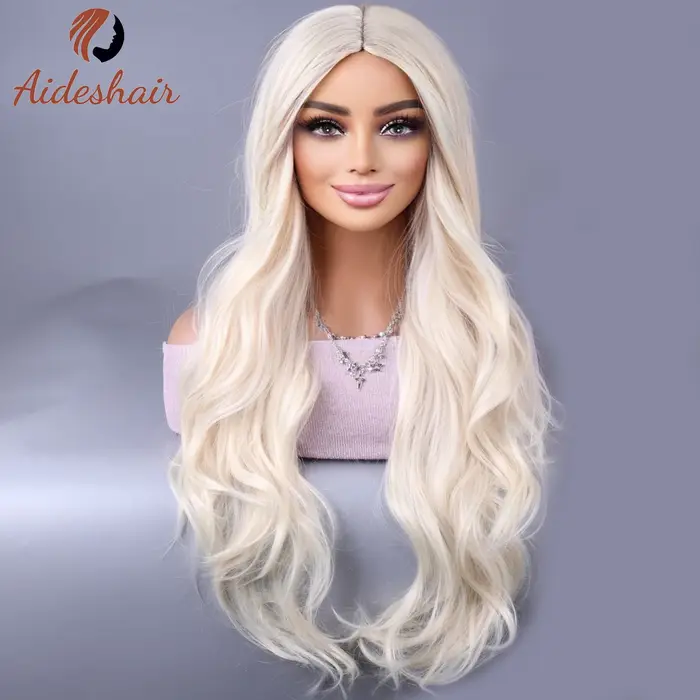 perruque synthétique Europe et états-unis nouvelle perruque de cheveux longs bouclés milieu section 