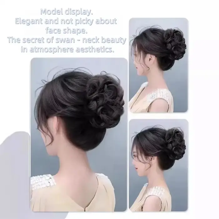 Perruque synthétique pour femmes – Chignon à bourgeons de fleurs paresseux de style chouchou
