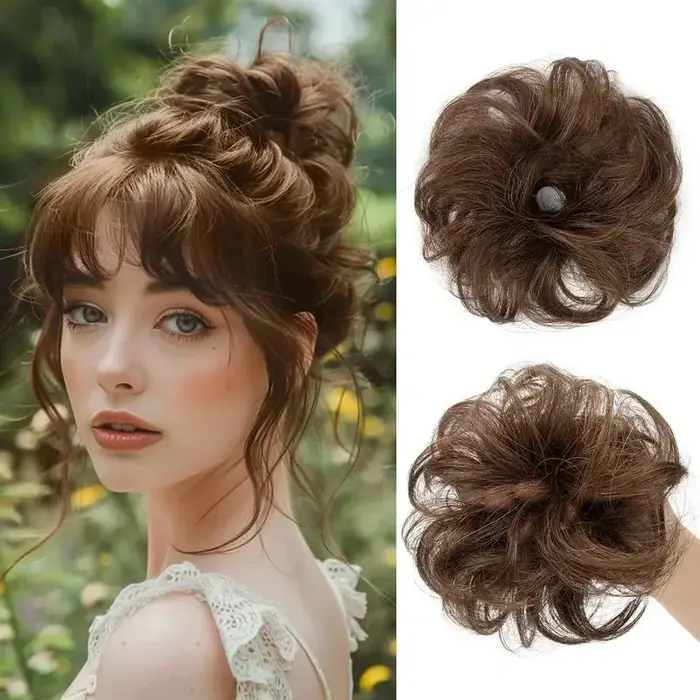 2 pièces femmes réel cheveux humains Chignon