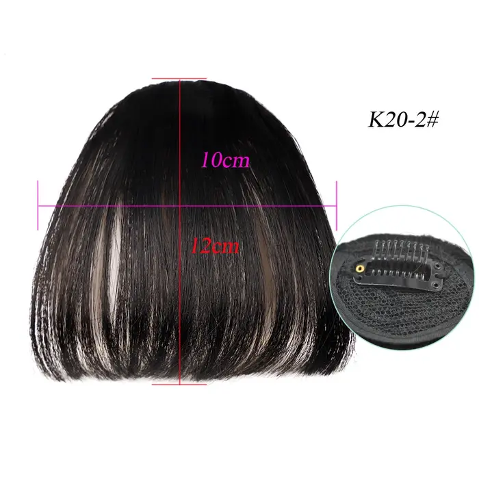 Frange à Air synthétique naturelle courte marron noir, Extension de faux cheveux, 1 Clip, postiches,