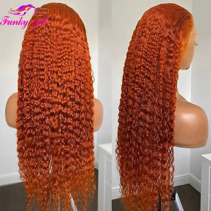 Perruque de cheveux humains vague d'eau de gingembre 13x4 perruques avant de dentelle pour les femmes couleur orange