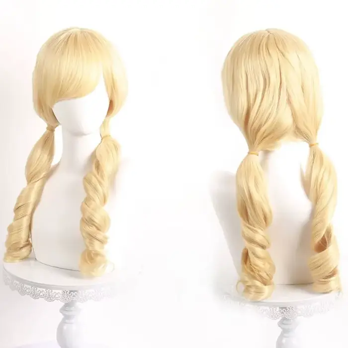 Tomoe Mami Cosplay perruques Puella Magi Madoka Magica combats perruque résistant à la chaleur soie Rose maille