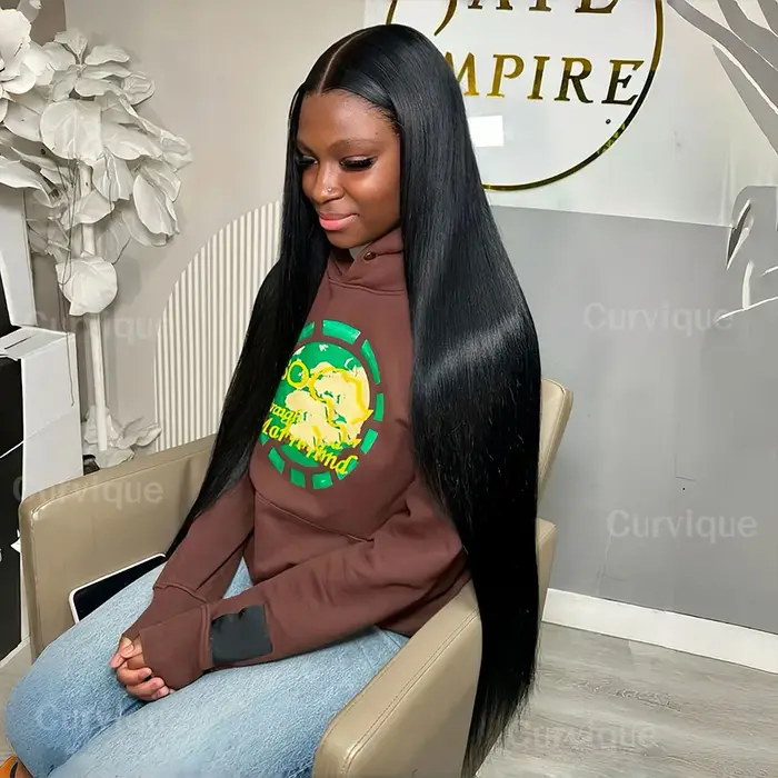 Perruques de cheveux humains droites sans colle prêtes à porter 13X6 Hd perruque frontale en dentell