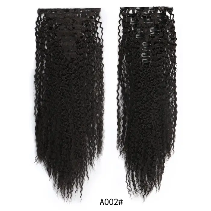 Extensions capillaires synthétiques bouclées et épaisses de 22 pouces, 9 pièces/ensemble, tête compl